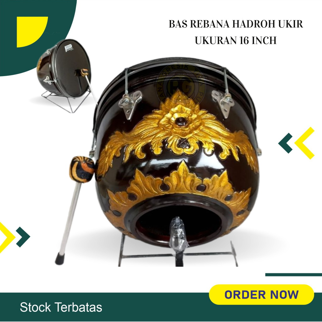 Jual bas rebana Bas habib syeh ukuran 40 ukir rebana HADROH alat hadroh ...