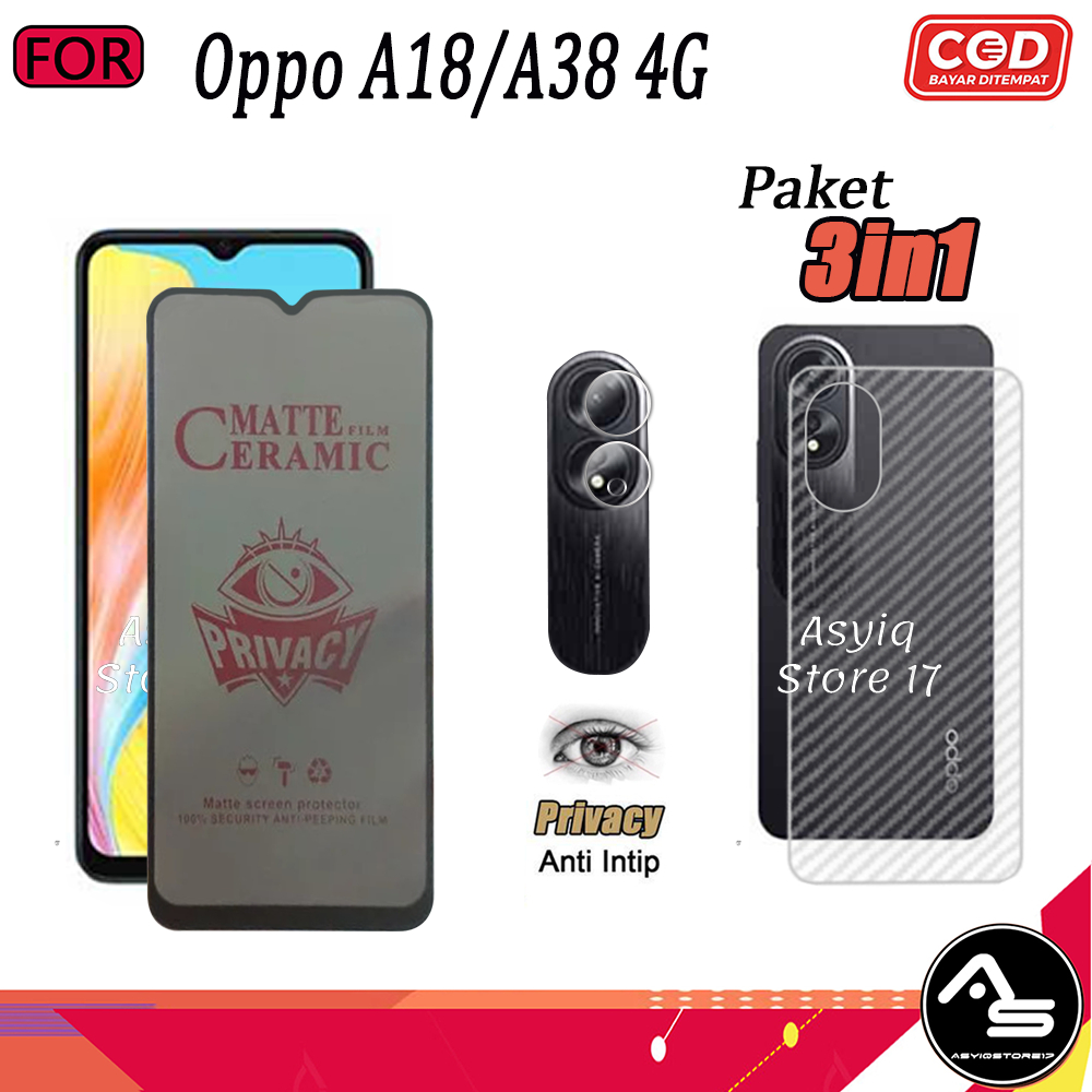 Jual Paket 3in1 Tempered Glass Esd Spy Oppo A18 4g A79 5g A38 4g A58 4g