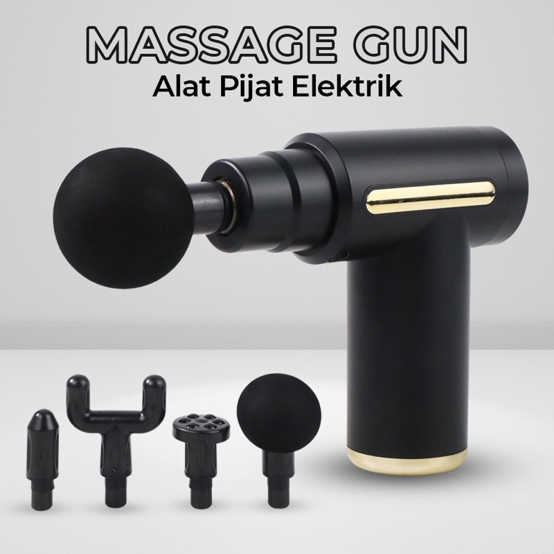 Jual Massage Gun Deep Tissue Alat Pijat Getar Electrik 4in1 Terapi Otot