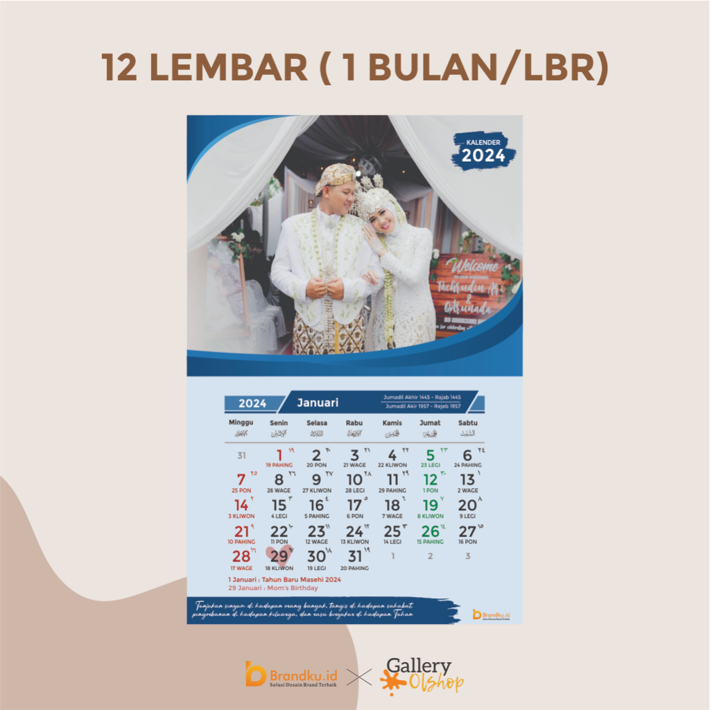 Jual KALENDER DINDING 2025 CUSTOM KALENDER DESAIN MODERN ELEGANT