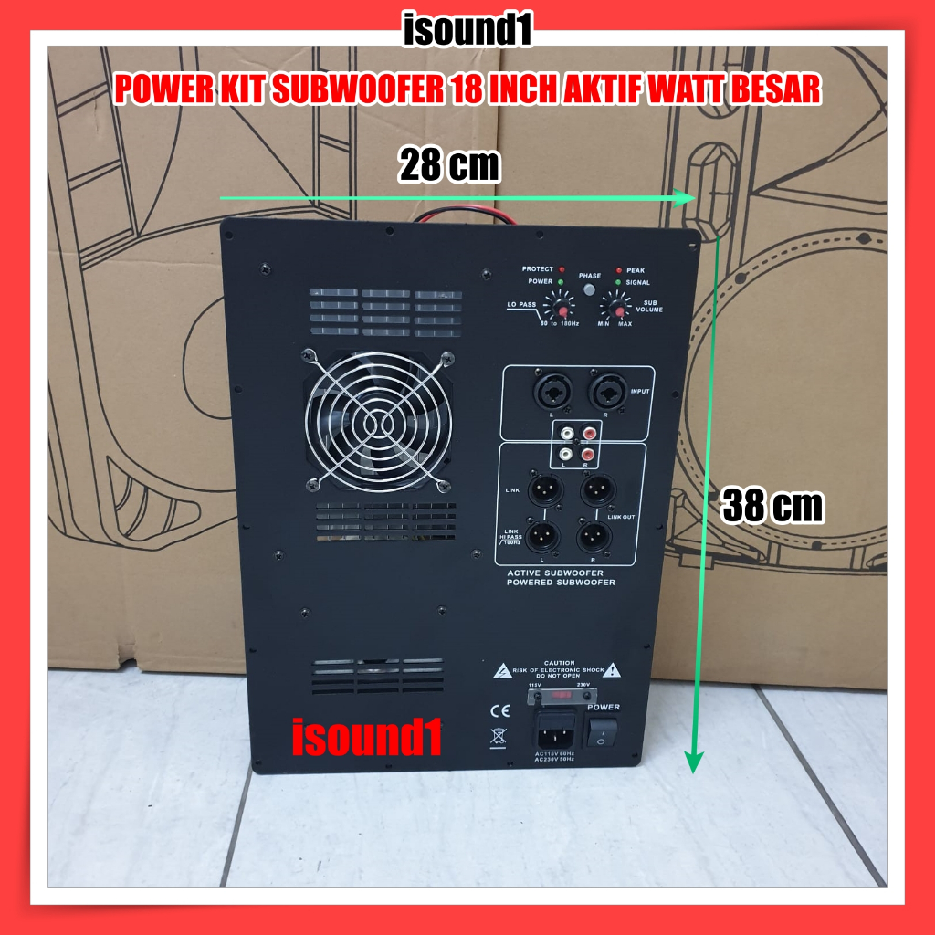 Jual POWER KIT SUBWOOFER AKTIF MESIN SUBWOOFER AKTIP 1500 WATT 28X38 CM