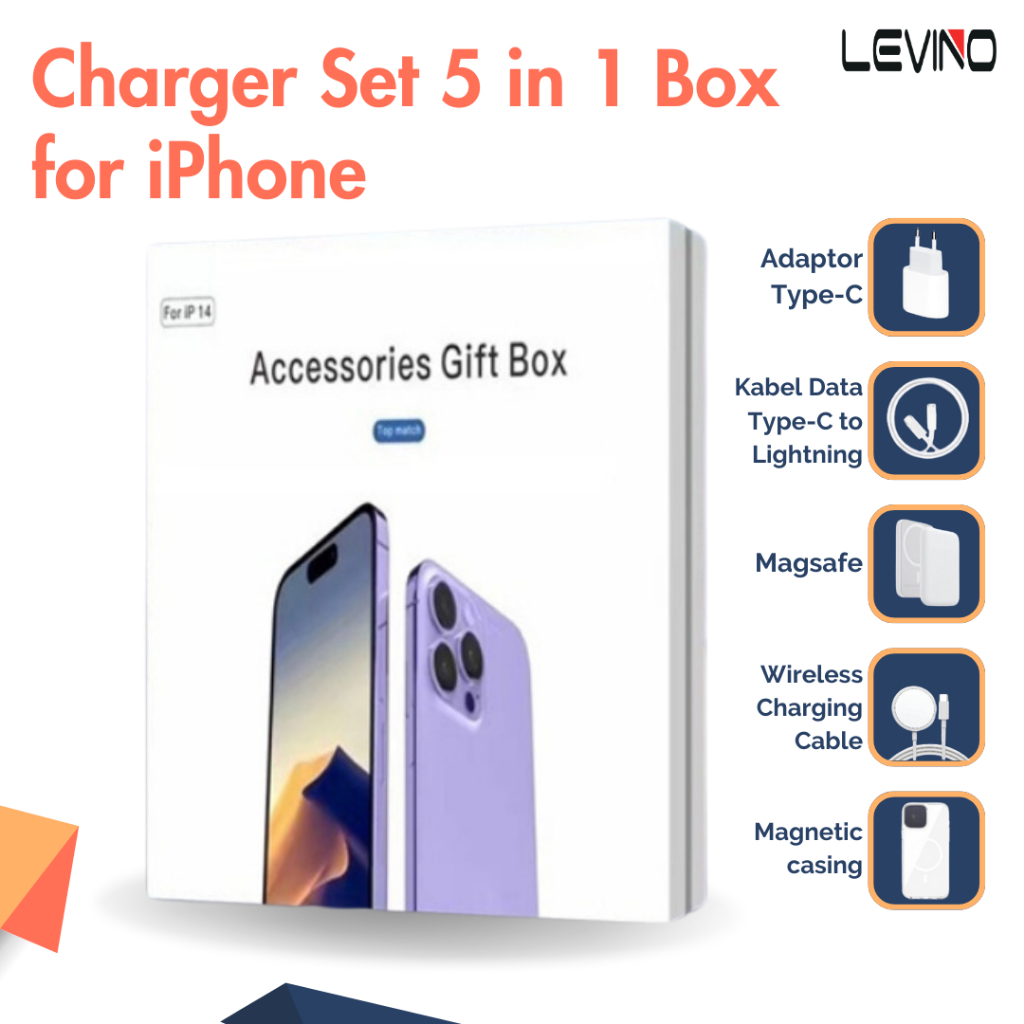 Jual GIFT BOX iP Wireless Magnetic Charging Set 5in1 Wireless