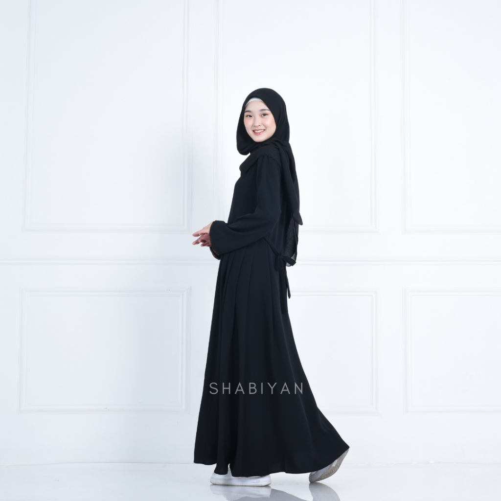 Jual Shabiyan 449 Gamis Hitam Polos Abaya Premium Esra Shopee Indonesia