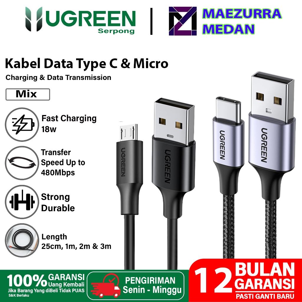 Jual Ugreen Kabel Data Usb Type C Micro Fast Charging Original Max W Shopee Indonesia