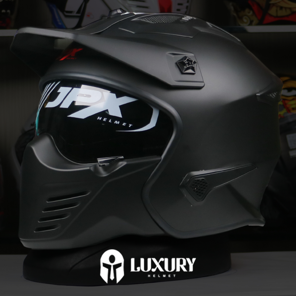 Jual Helm Modular JPX MX 726R Solid Warna Black Doff/Hitam Doff ...