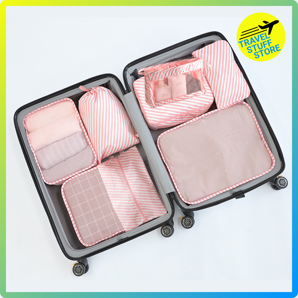 [8 IN 1] TRAVEL POUCH TAS TRAVEL ORGANIZER BAG POUCH SET STORAGE LUGGAGE  BAG TAS PENYIMPANAN TRAVEL PREMIUM BAHAN BERKUALITAS