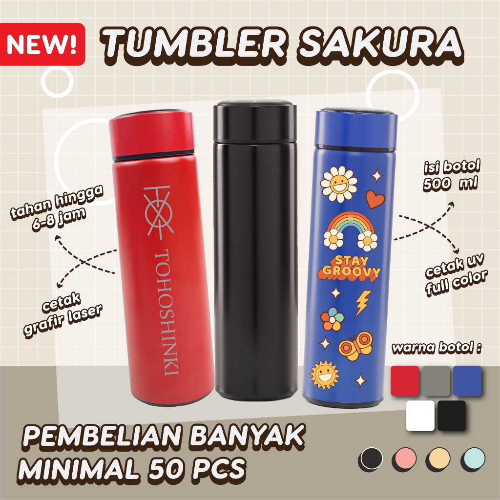 Jual Minimal Pembelian 50 Pcs - Tumbler Sakura Custom Satuan Logo ...
