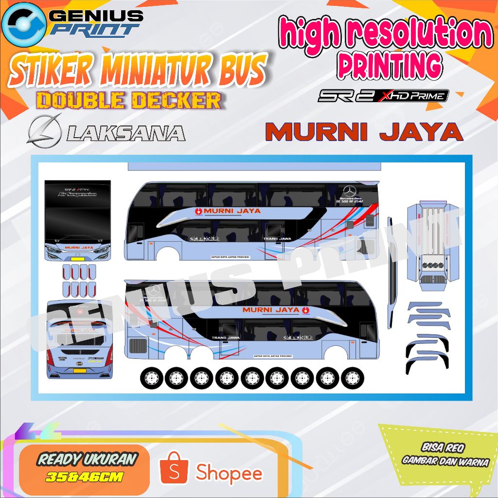 Jual Stiker Miniatur Bus Double Decker SR2 dan Avante D2 Livery Agra ...