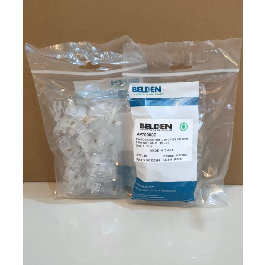 Jual Belden Connector UTP RJ45 Cat 5e / Konektor RJ 45 Cat5e 50 Pc ...