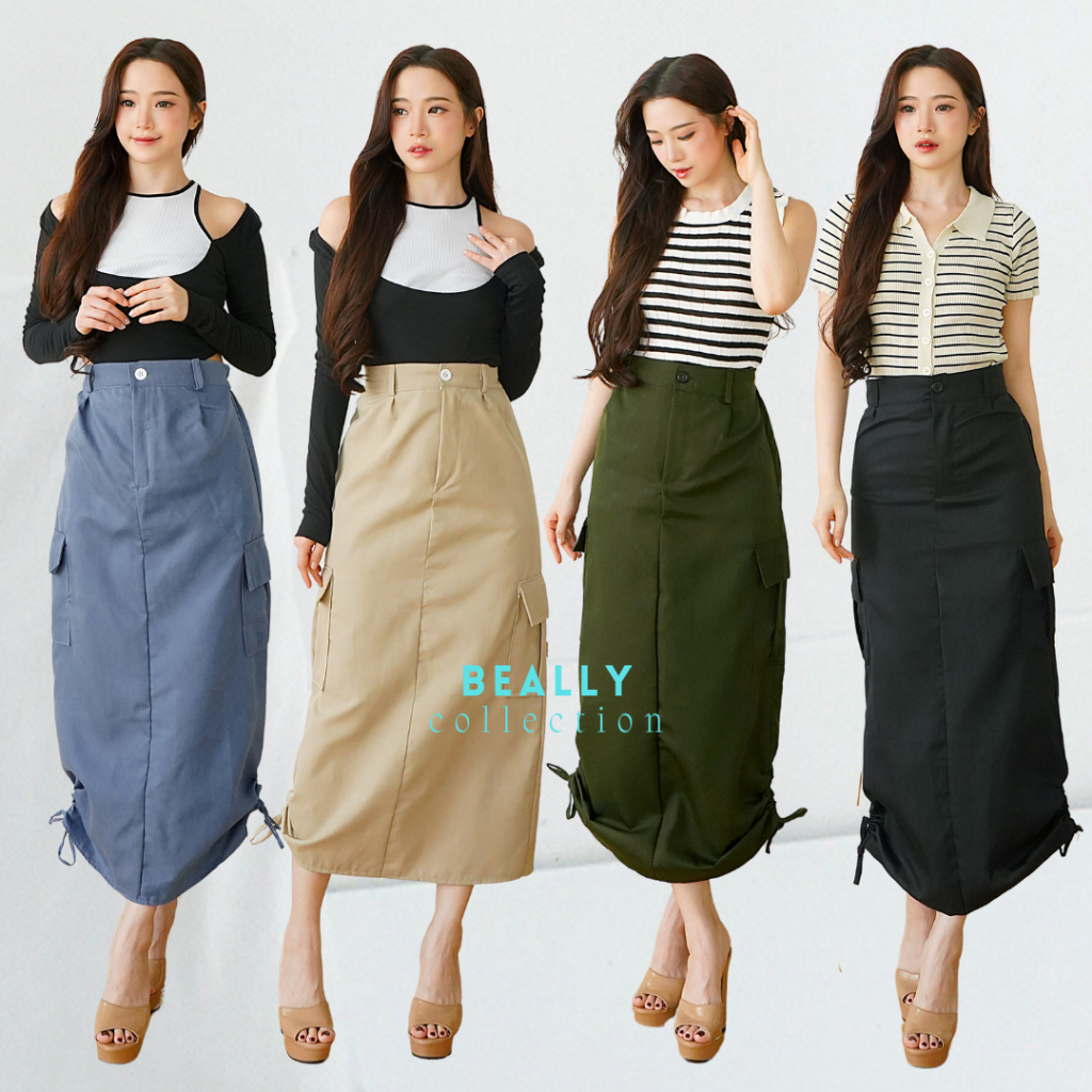 Jual Rok Cargo Serut Wanita Kekinian | Cargo Skirt | Cargo Pocket Skirt ...