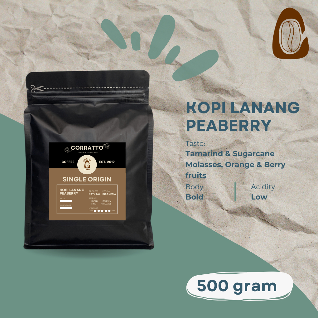 Jual Corratto Coffee Kopi Lanang Robusta Peaberry 500 Gram Shopee Indonesia 7051