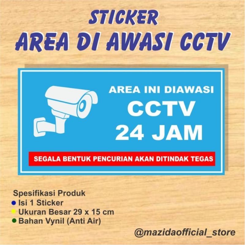 Jual Sticker Area CCTV 24 Awas Pencuri Ukuran Besar Anti Air | Shopee ...