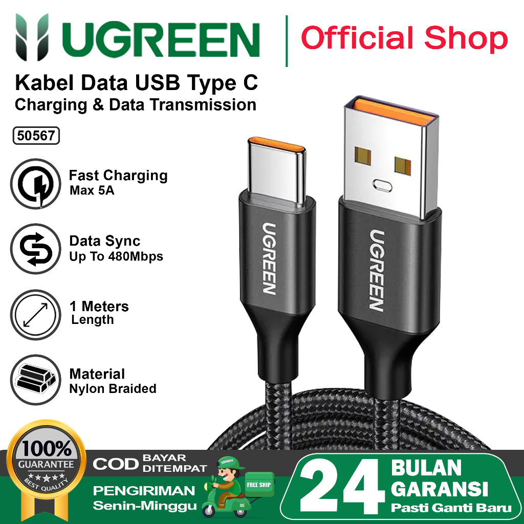 Jual Ugreen Kabel Data Usb Type C Samsung Oppo Vivo Xiaomi Fast Charging A Shopee Indonesia