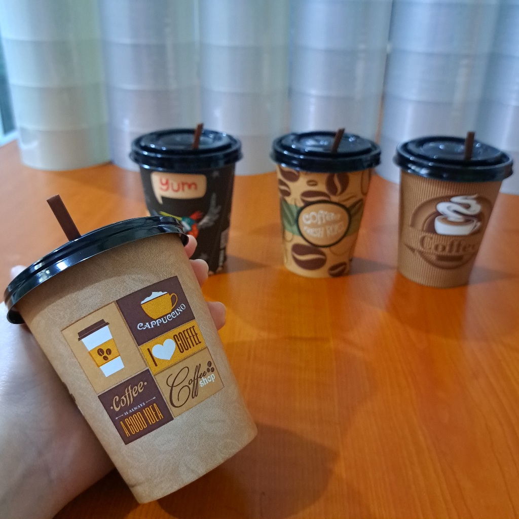 Jual Gelas Kertas Kopi Tutup Sedotan Paper Cup Motif Coffee 8 0z 50 Pcs Shopee Indonesia 5167