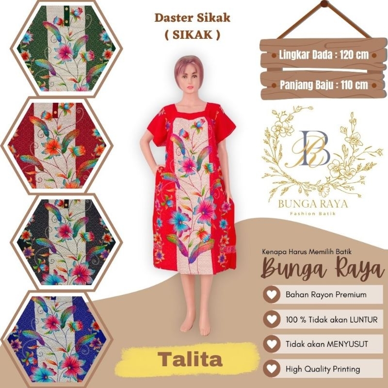 Jual DASTER BATIK BUNGA RAYA Sikak PREMIUM(Talita) | Shopee Indonesia
