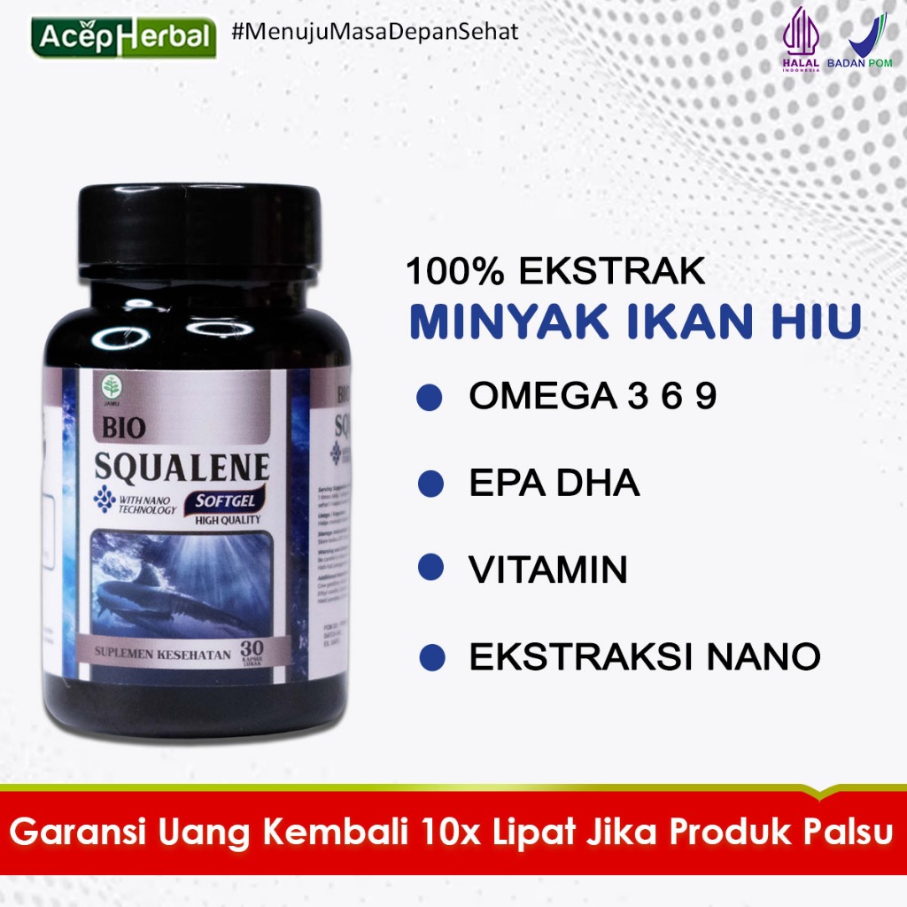 Jual Bio Squalene Original Multikhasiat Minyak Ikan Omega 3 6 9 Vitamin A Vitamin C EPA DHA