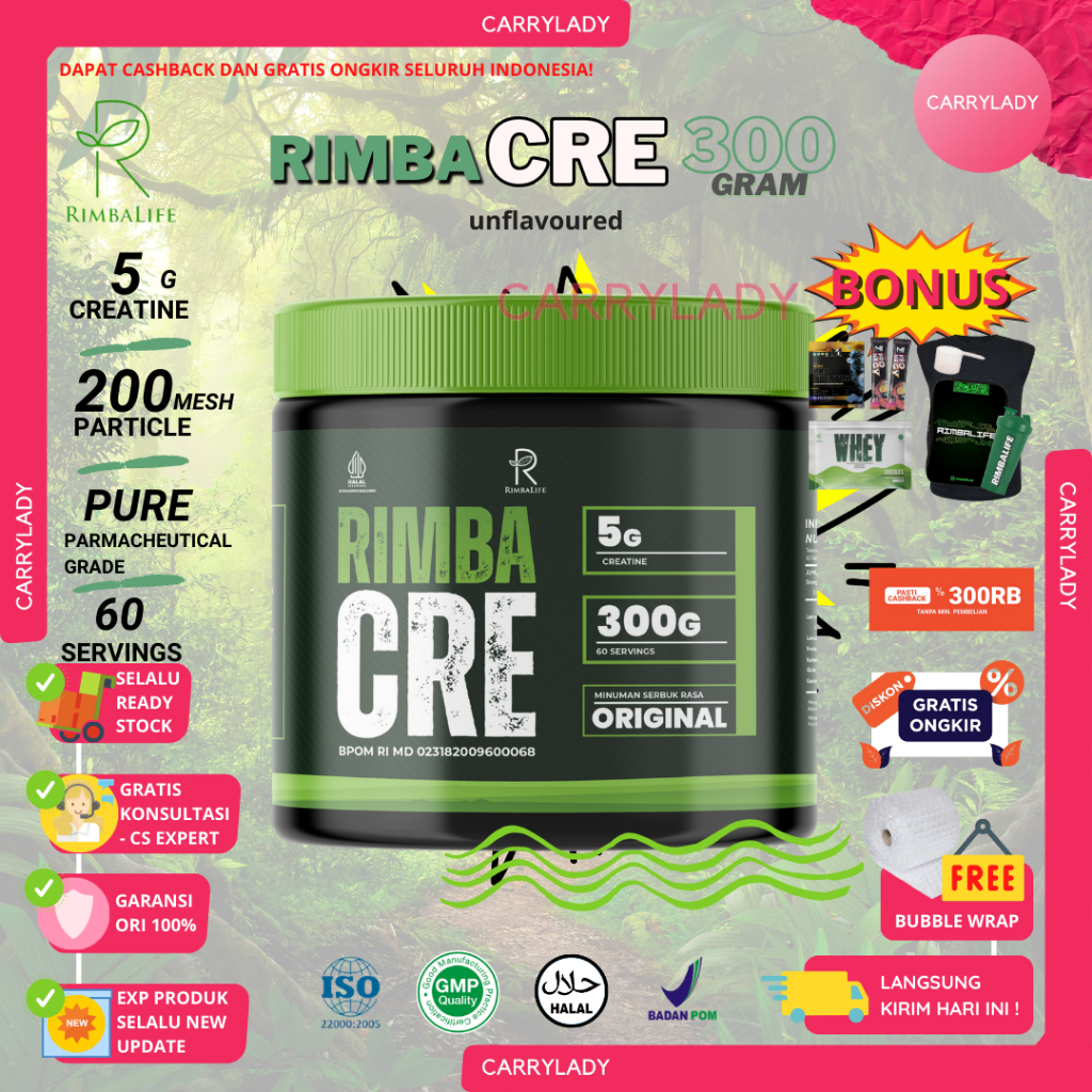 Jual Rimbalife Rimba Cre Creatine Monoh0ydrate 300 Gram 300gr 60