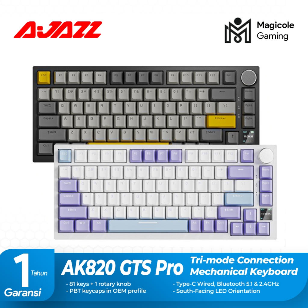 Jual Ajazz Ak820 GTS Pro 75% Triple Connection Mechanical Gaming ...