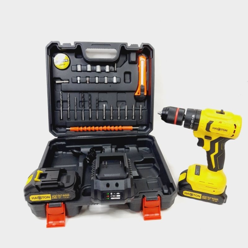 Jual HASSTON Mesin Bor Cordless Impact drill 10 MM + Aksesoris 21V 1 ...