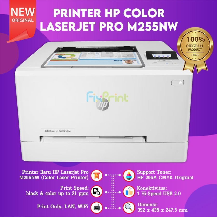 Jual Hp Printer Color Laserjet Pro M255nw Wifi Lan 7kw63a Shopee