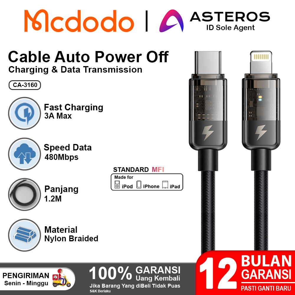 Jual Mcdodo Kabel Data Type C To Lightning Fast Charging Auto Off W W W Ca Shopee