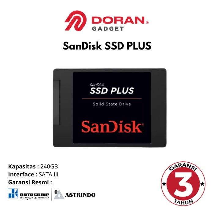 SanDisk SSD Plus 240GB SSD Internal PC Komputer Garansi Resmi Tahun