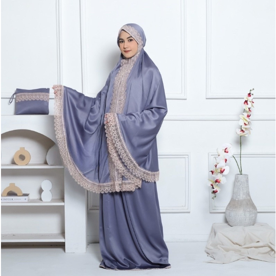 Alita Mukena Dewasa 2 In 1 Jumbo Renda Premium Sutra Velvet & Katun - foto 4