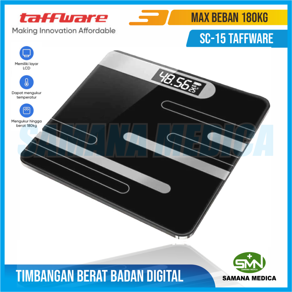 Jual Timbangan Berat Badan Digital Sc 15 Taffware Max Beban 180kg Digipounds Timbangan Badan 7302