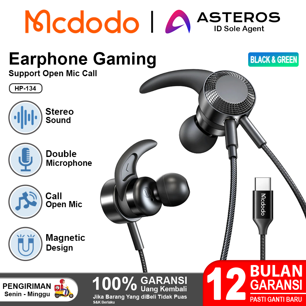 Jual MCDODO Earphone Headset Gaming Type C Dual Microphone Audio Call
