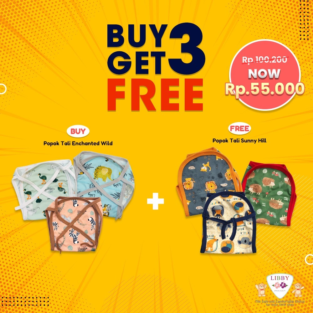 Jual LIBBY BUY 3 GET 3Paket Popok Tali Bayi Unisex Motif Enchanted