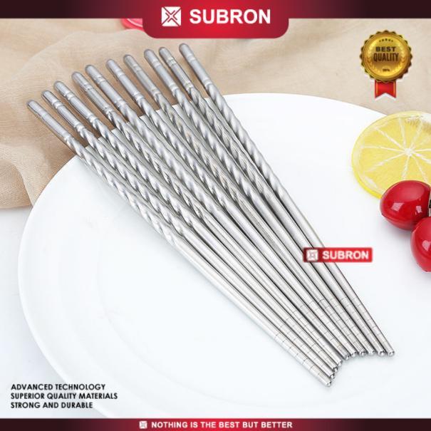 Jual SUBRON 5 Pasang Sumpit Stainless Steel Choppsticks Elegan Murah ...