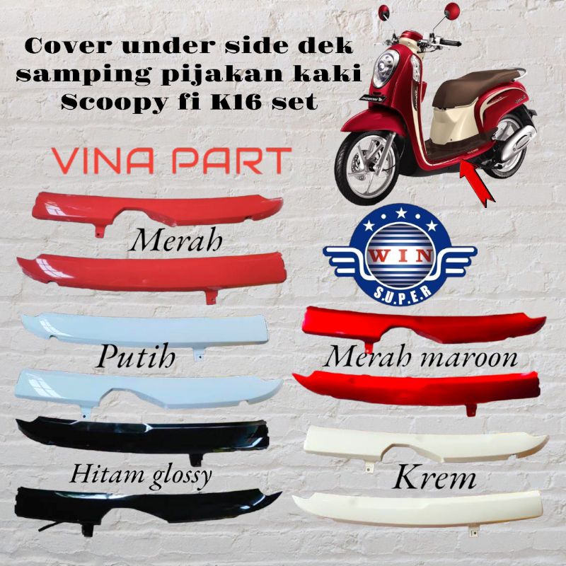 Jual Cover Under Side Dek Samping Set Kanan Kiri Scoopy Fi K Th Hitam Putih Krem