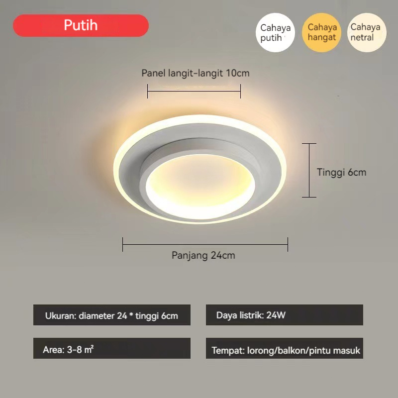 Jual Jutastore 3 Warna LED Ceiling Light Lampu Plafon Lampu Hias ...