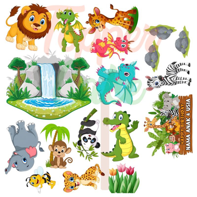 Jual Topper Safari/ Zoo / kebun binatang /Hiasan kue | Shopee Indonesia