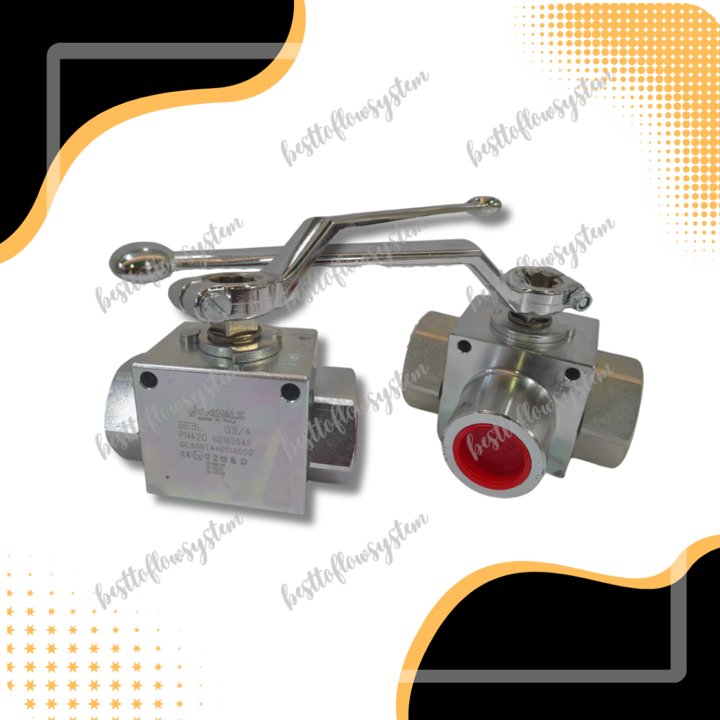 Jual GEMELS hydraulic ball valve 3 way GE3 G3/4" BSP stop kran hidrolik