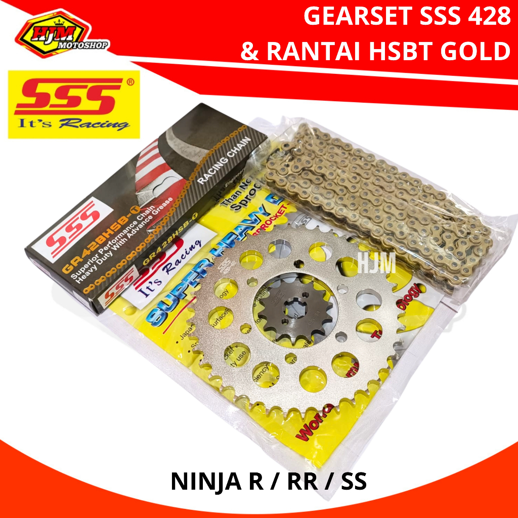 Jual GEARSET SSS 428 NINJA RR / NINJA R / NINJA SS & RANTAI SSS 428 ...