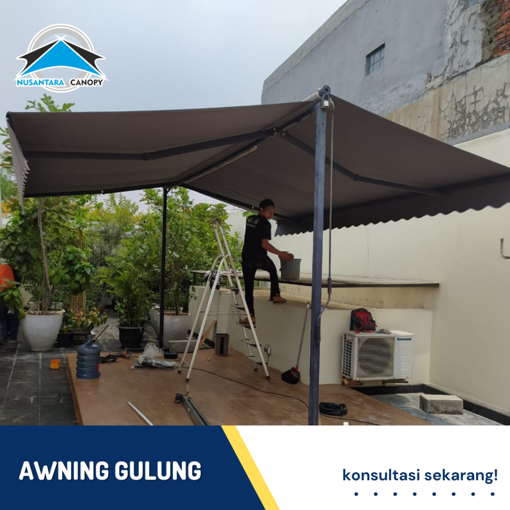 Jual Kanopi lipat awning gulung canopy buka tutup portable otomatis