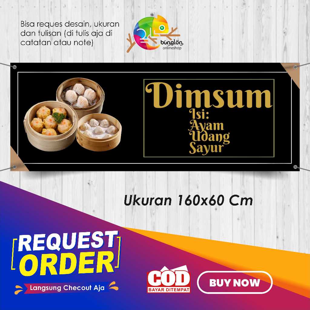 Jual Spanduk 160x60 Banner Dimsum Isi Daging Ayam Custom Desain ...