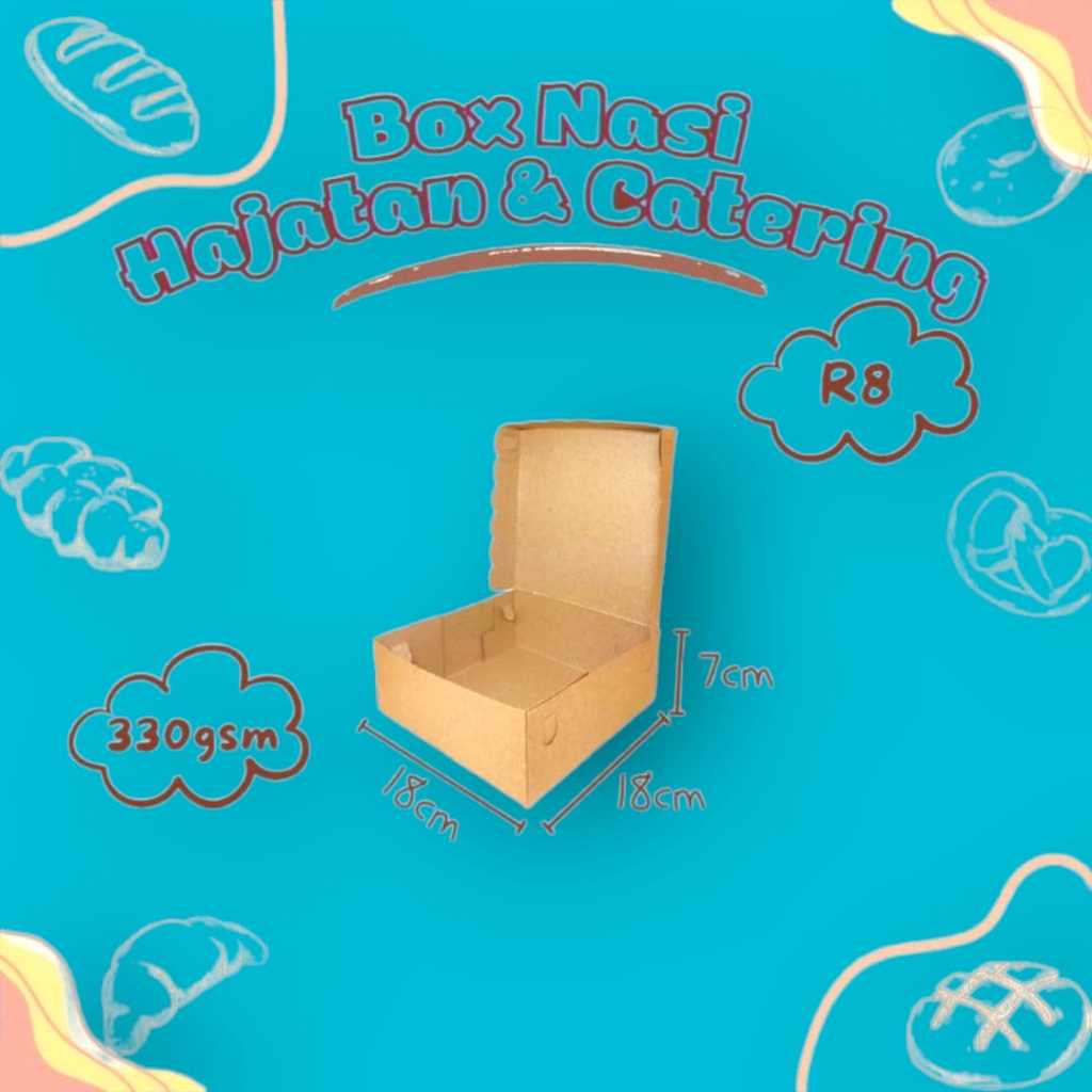 Jual Dus Kue / Kotak Makan R8 18cm x 18cm x 7cm Kraft (Ketebalan 300 ...