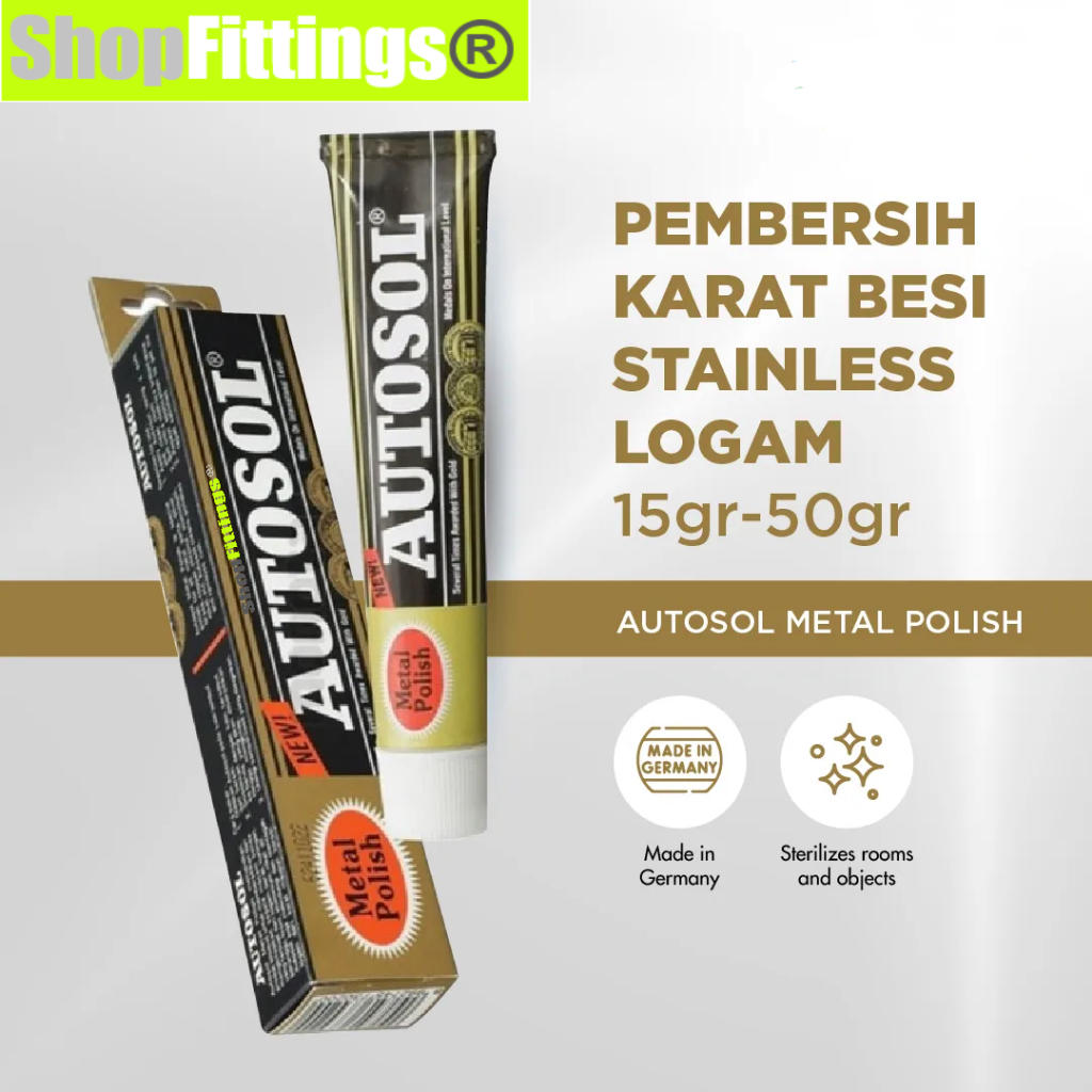 Jual Autosol Metal Polish Pasta Pembersih Pengkilap Besi Logam Serbaguna Stainless Brass Chrome