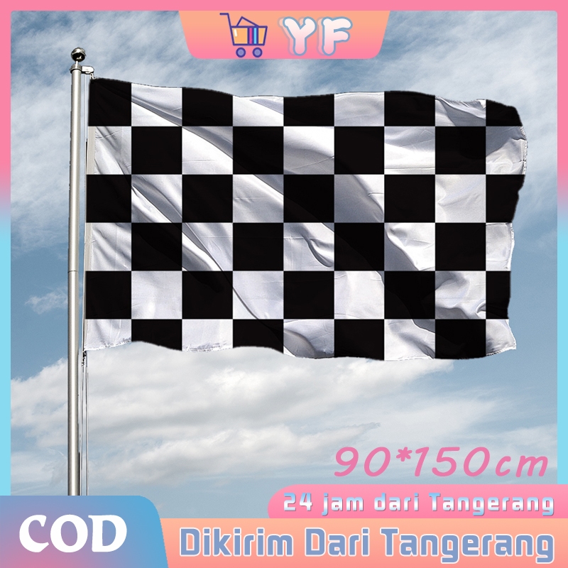 Jual 90X150CM Bendera Start Bendera Finish Hitam Putih / Bendera Pola ...
