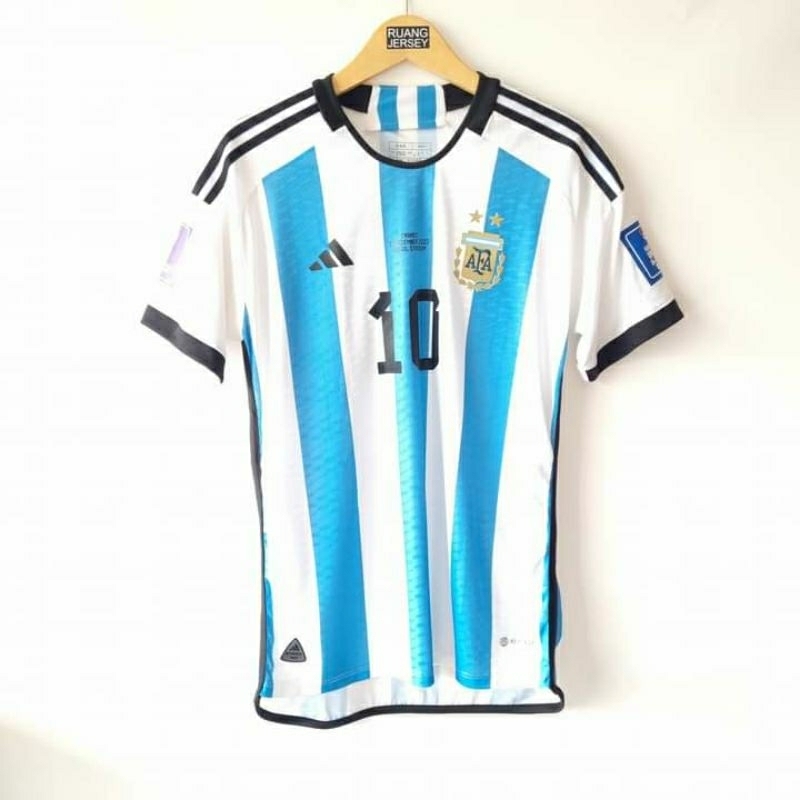 Jual Jersey Bola Argentina Home Final World Cup 2022 Player Issue MESSI Shopee Indonesia