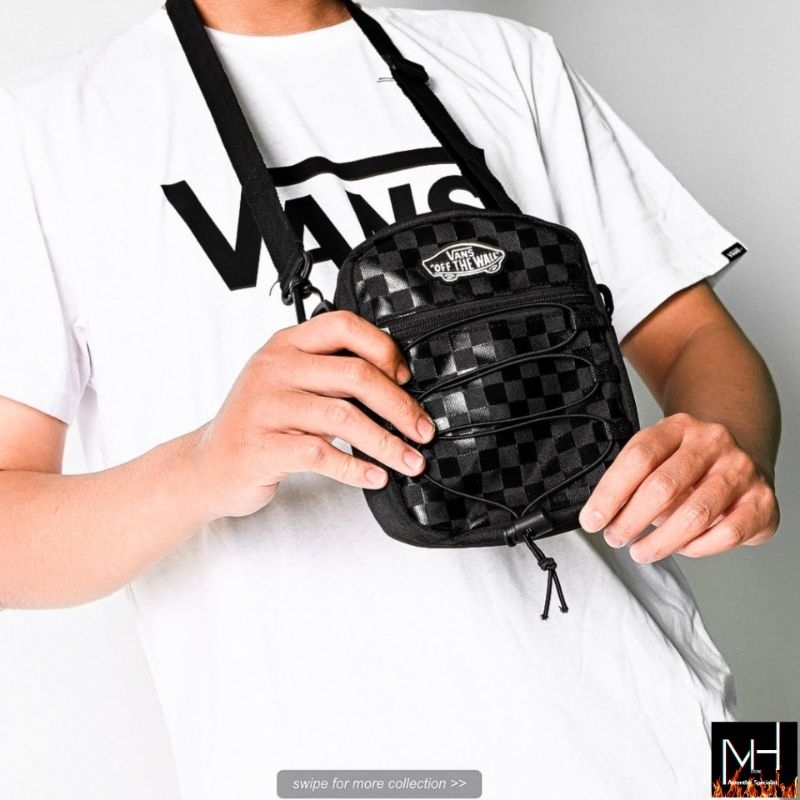 Jual tas sling bag vans bail Shoulderbag Checkerboard Black
