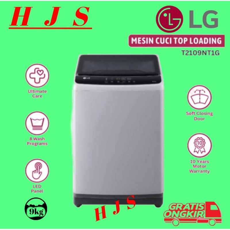 Jual MESIN CUCI LG 9 KG T2109NT1G AUTOMATIC 1 TABUNG / TOP LOAD WASHER ...