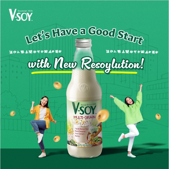 Jual VSOY Multi Grain Soya Bean Milk Botol Kaca [300ml] Susu Kedelai