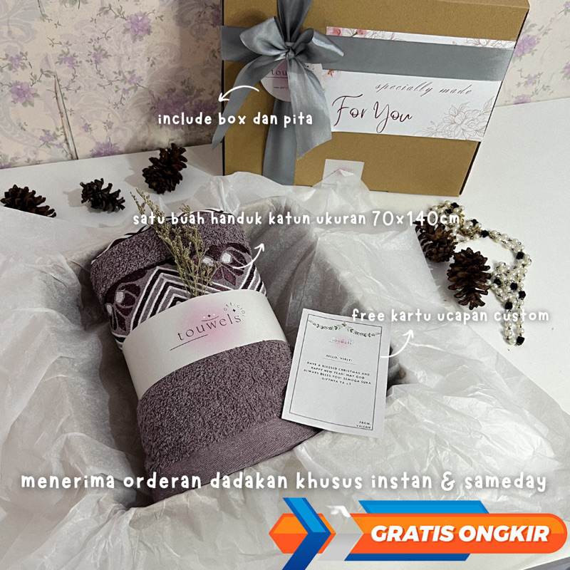 Hampers Handuk Katun 70x140cm Single Satuan / Kado Gift Handuk Pernikahan Wedding / Hampers Wedding Pernikahan Premium / Kado Handuk Ulang Tahun Birthday Wanita Laki Laki Universal / Gift Box Towel handuk / Hampers Kado Gift Anniversary / Hampers Wisuda