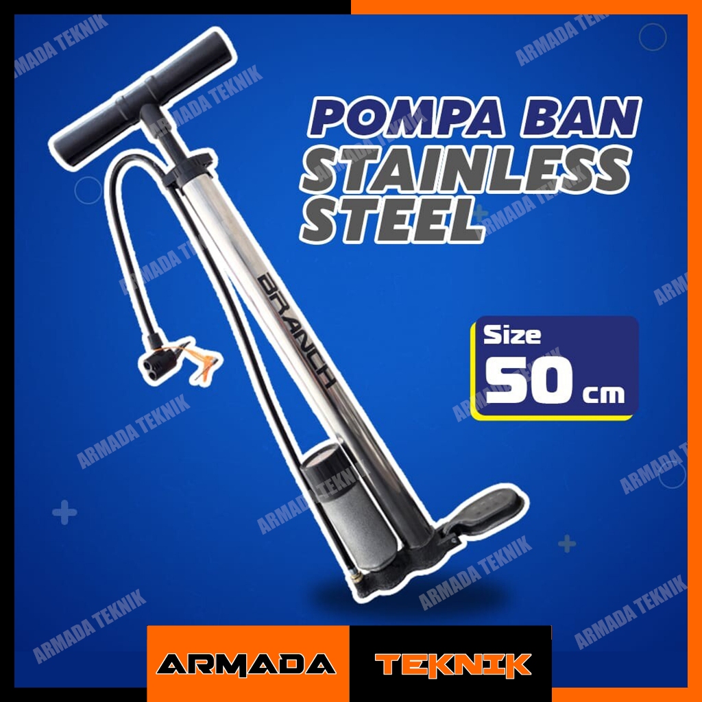 Jual Pompa Ban Sepeda Motor Mobil Kompa Angin Tabung Meter Stainless