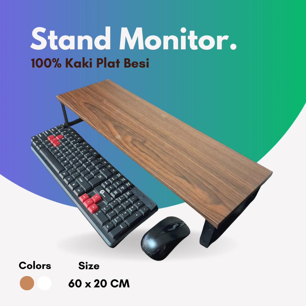 Jual Dudukan Monitor Stand 60x20 Cm Alas Lcd Rak Tatakan Kayu Meja ...