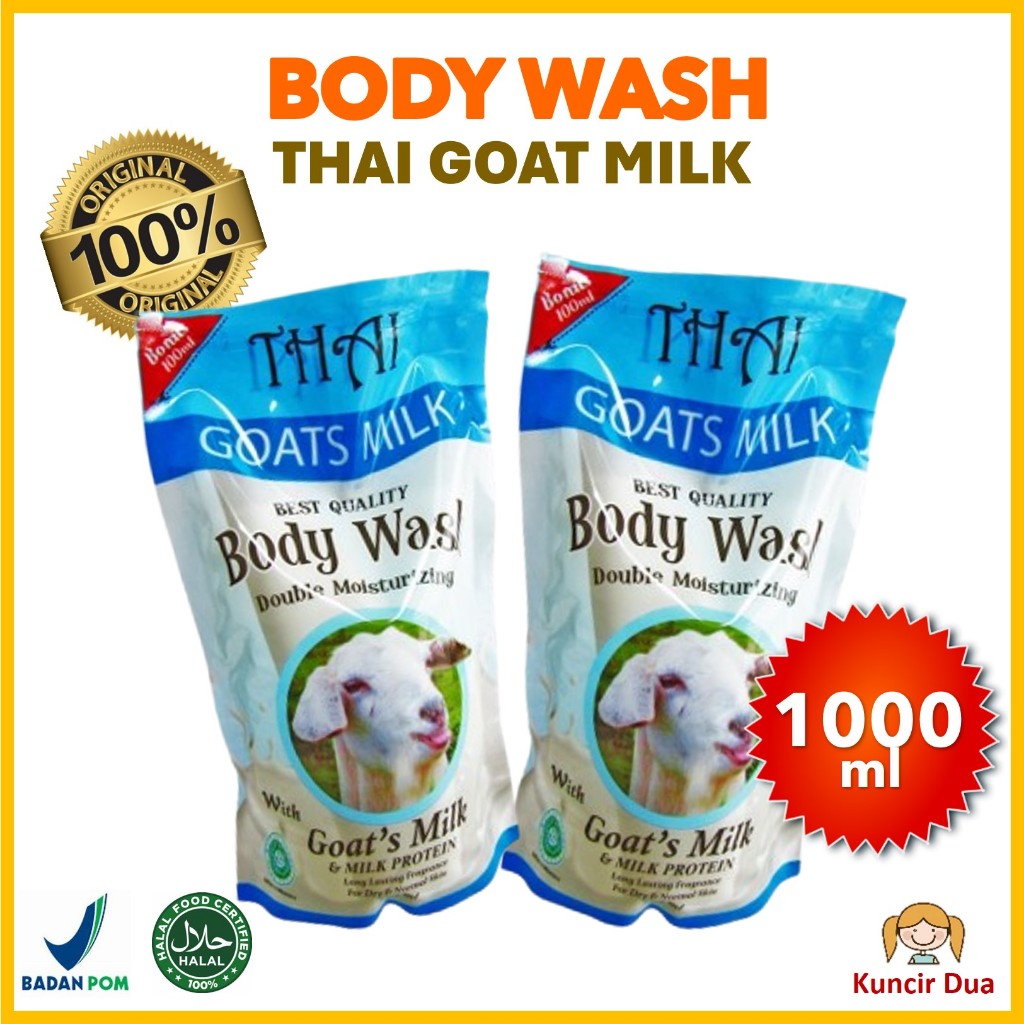 Jual Thai Goat Milk Body Wash Refill Pouch 900 ml + 100 ml Sabun Cair