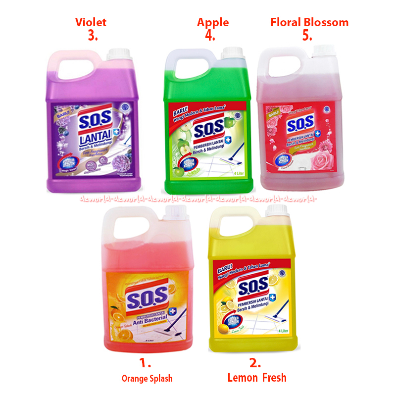 Jual SOS 4L Pembersih Lantai Orange Splash Lemon Fresh Violet Apple ...